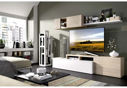 ELLE model KIT living room furniture in bright and NATURAL white COLOR