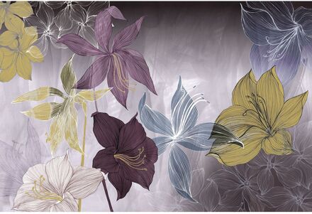 ELLE Vliesbehang Amaryllis - Bordeauxrood - 2,70m X 450cm