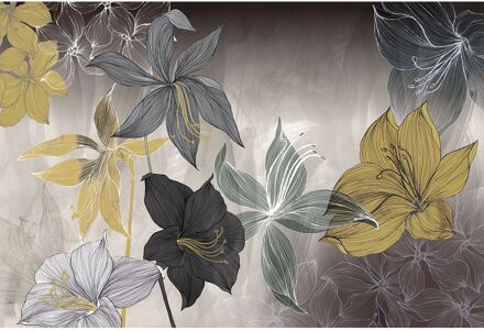 ELLE Vliesbehang Amaryllis - Zwart - 2,70m X 450cm