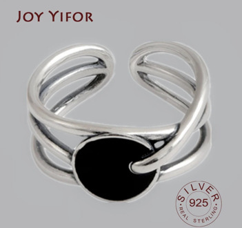 Ellipse 925 sterling silver rings for women resizable handmade black zircon bague femme argent 925 accesorios fine jewelry