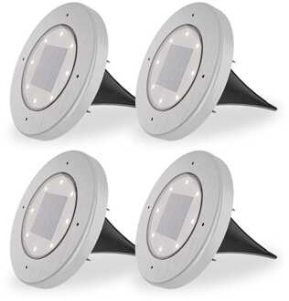 Ellis 4x Solar Grondspot - 8 LEDs - 3000K warm wit - IP65 waterdicht - RVS