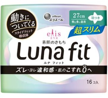 Ellis Luna Fit Sanitary Pad Ultra Slim Heavy Flow During The Day 27cm With Wings 16 pcs