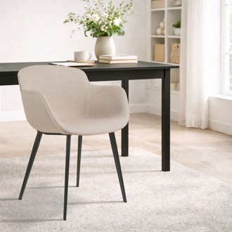 Elma eetkamerstoel beige met armleuning