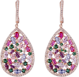 'Elora' Dames 925 Zilveren Oorbellen - Roze ZO-7429 Rosé - One Size