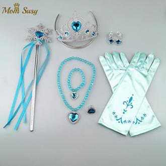 Elsa Anna Princess Crown Headband Magic Stick Glove Hair Accessory For Children Kids Baby Girls Party Carnival Birthday Cosplay