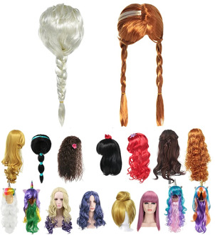 Elsa Wig Girl Anna Dress Up Braid Mermaid Princess Fancy Makeup Headwear Kids Halloween Party Evie Queen Mal Cosplay Hair