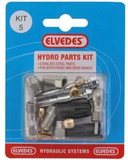 Elvedes Hydraulische onderdelen Kit 5 M8 + banjo RVS voor Elvedes hydraulische leiding (op kaart)