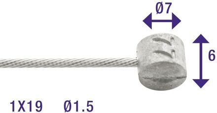 Elvedes Rem binnenkabels Elvedes 2250mm RVS ø1,5mm Weinmann tonnippel (100 stuks in doos)