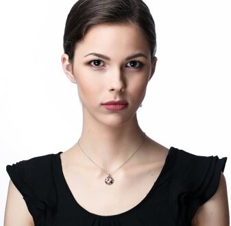 'Elvina' Dames 925 Sterling Zilveren Ketting met Hanger - Zilver/Roze ZH-7085/1 Zilver en roségoud - One Size