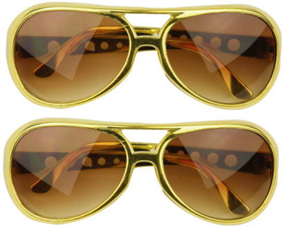 Elvis thema zonnebril - 2 stuks - Kunststof - goud