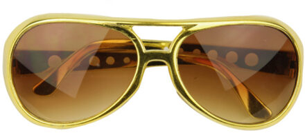 Elvis thema zonnebril - Kunststof - goud - carnaval verkleed brillen Goudkleurig