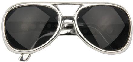 Elvis thema zonnebril - Kunststof - zilver - carnaval verkleed brillen