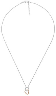 'Ely' Dames 925 Sterling Zilveren Ketting met Hanger - Zilver/Roze ZH-7286 Zilver en roségoud