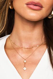 Email Bloem Detail Drop Gelaagde Ketting, Gold - ONE SIZE