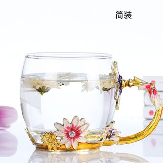 Emaille Koffie Cup Chrysant Mok Bloem Thee Drinken Glazen Bekers Met Handvat Voor Warme En Koude Dranken Met Cap Pad veeg Doek B1