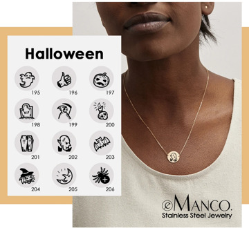 eManco Engrave Halloween Pendant Necklace Women Simple Gold Color 316L Stainless Steel Necklaces Best Friend Jewelry YX15481