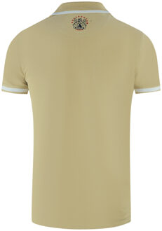 Embossed A Tipped Beige Polo Shirt Zwart