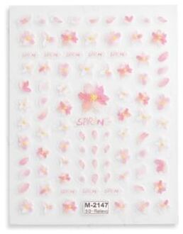Embossed Nail Stickers Sakura 1 pc