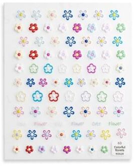 Embossed Nail Stickers Small Flower 1 set