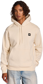 Embroidered Hooded Hoodies Heren - Beige - Maat M - Katoen Fleece