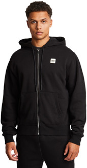 Embroidered Hooded Hoodies Heren - Zwart - Maat S - Katoen Fleece Black