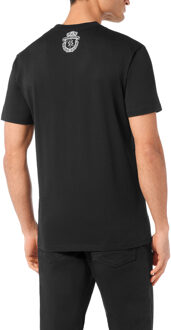 Embroidered Round Neck T-Shirt Lion - maat 4XL Zwart