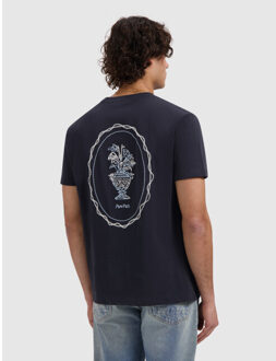 Embroidered vase t-shirt Blauw - L