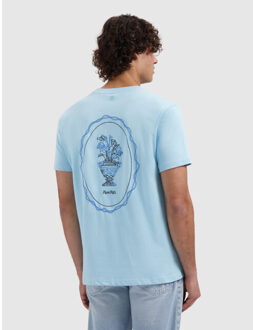 Embroidered vase t-shirt - maat L Blauw