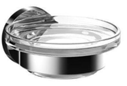 Emco Round Zeephouder - 10x9x5cm - met zeepschaal - chroom/kristal helder glas 433000100