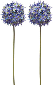 Emerald Allium/Sierui kunstbloem - 2x - losse steel - blauw - 60 cm - Natuurlijke uitstraling - Kunstbloemen