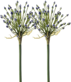 Emerald Allium/Sierui kunstbloem - 2x - losse steel - blauw - 70 cm - Natuurlijke uitstraling