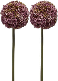 Emerald Allium/Sierui kunstbloem - 2x - losse steel - paars - 75 cm - Natuurlijke uitstraling