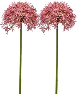 Emerald Allium/Sierui kunstbloem - 2x - losse steel - roze - 62 cm - Natuurlijke uitstraling - Kunstbloemen