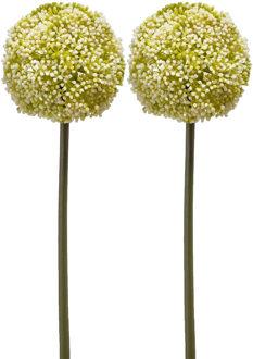 Emerald Allium/Sierui kunstbloem - 2x - losse steel - wit/groen - 75 cm - Natuurlijke uitstraling
