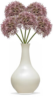Emerald Allium/Sierui kunstbloem - 4x - losse steel - lila - 62 cm - Natuurlijke uitstraling