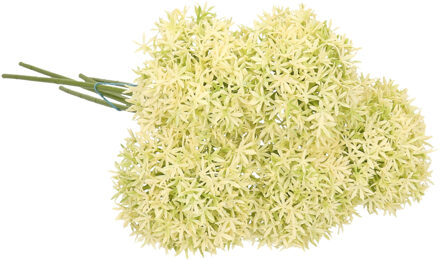 Emerald Allium/Sierui kunstbloem - 5x - losse steel - creme/groen - 62 cm - Natuurlijke uitstraling