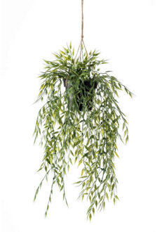 Emerald Groene bamboe kunstplant - 50 cm - in hangende pot - Kunstplanten/nepplanten - Kunstplanten