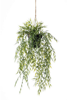 Emerald Groene bamboe kunstplant - 50 cm - in hangende pot - Kunstplanten/nepplanten