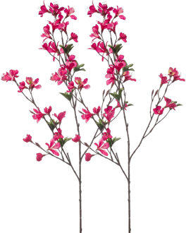 Emerald Kunstbloem Azalea bloesem - 2x - 90 cm - fuchsia roze - Kunst zijdebloemen