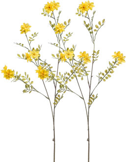 Emerald Kunstbloem bloesem tak - 2x - 91 cm - geel - kunst zijdebloemen
