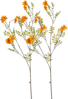 Emerald Kunstbloem bloesem tak - 2x - 91 cm - oranje - kunst zijdebloemen