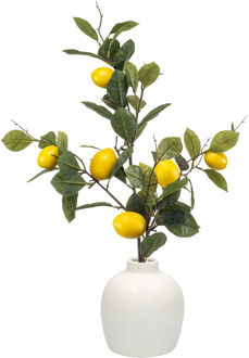 Emerald Kunstbloem citrusfruit tak citroen - 95 cm - geel - losse steel - Kunst zijdebloemen