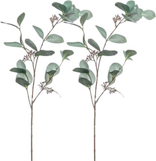 Emerald Kunstbloem Eucalyptus tak - 2x - 73 cm - groen - losse steel - Kunst zijdebloemen