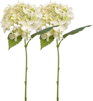 Emerald Kunstbloem hortensia tak - 2x - 50 cm - wit - kunst zijdebloem - Hydrangea - decoratie bloem