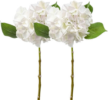 Emerald Kunstbloem hortensia tak - 2x - Challenge - 47 cm - wit - kunst zijdebloem - Hydrangea
