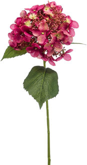 Emerald Kunstbloem Hortensia tak - 50 cm - fuchsia - kunst zijdebloem - Hydrangea - decoratie bloem