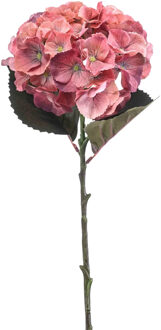 Emerald Kunstbloem Hortensia tak - 50 cm - koraal roze - kunst zijdebloemen - decoratie - hydrangea Koraalroze