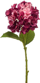 Emerald Kunstbloem Hortensia tak - 52 cm - fuchsia - Real Touch - hydrangea - kunst zijdebloemen