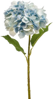 Emerald Kunstbloem Hortensia tak - 52 cm - licht blauw - Real Touch - hydrangea - kunst zijdebloemen