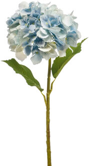 Emerald Kunstbloem hortensia tak - 52 cm - licht blauw - Real Touch - hydrangea - kunst zijdebloemen